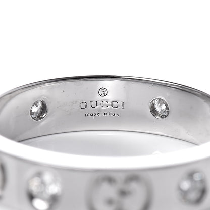 Gucci 18K White Gold Diamond Icon Thin Band Ring 50 5.25 4 of 6