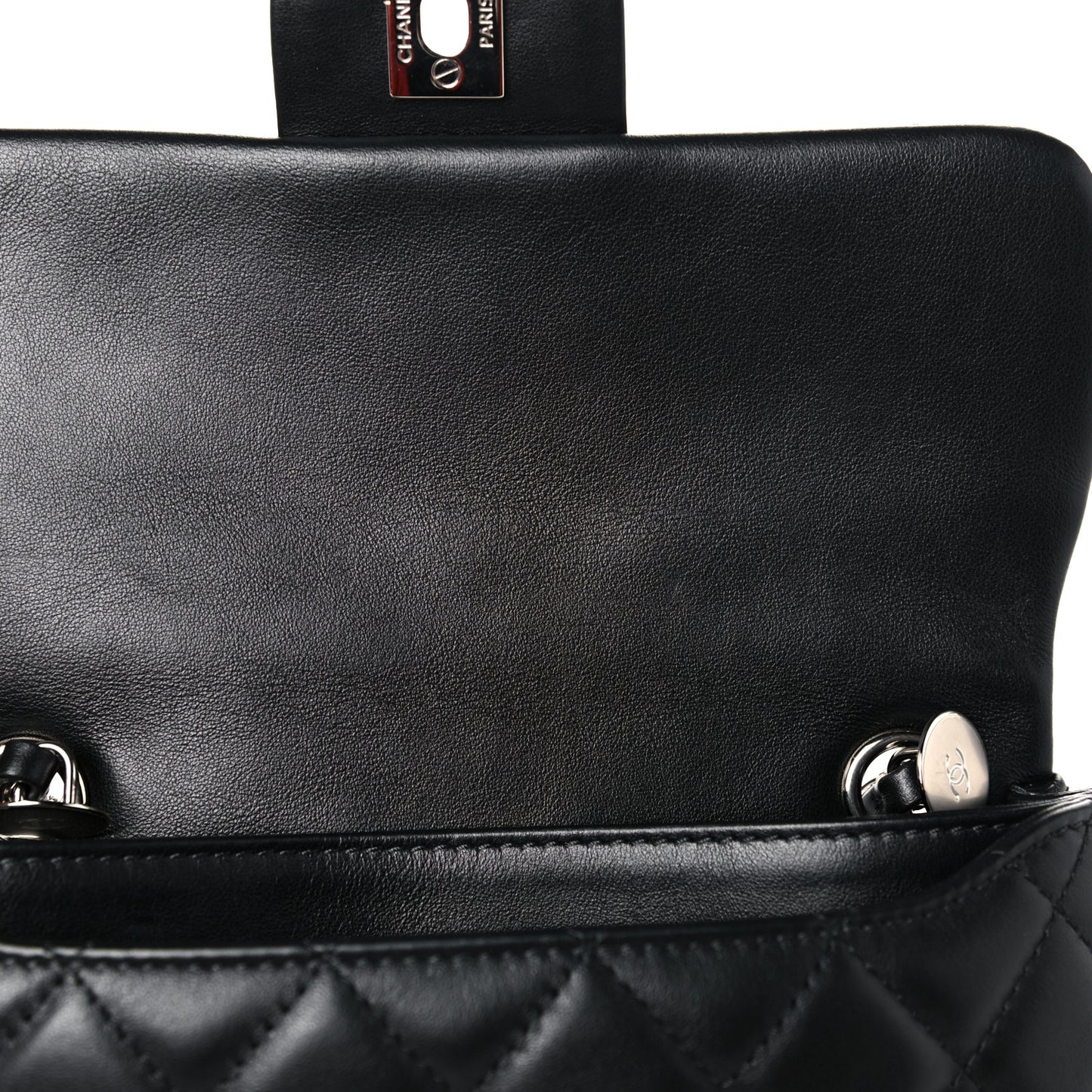 Calfskin Quilted CC Uniform Flap Belt Bag Black