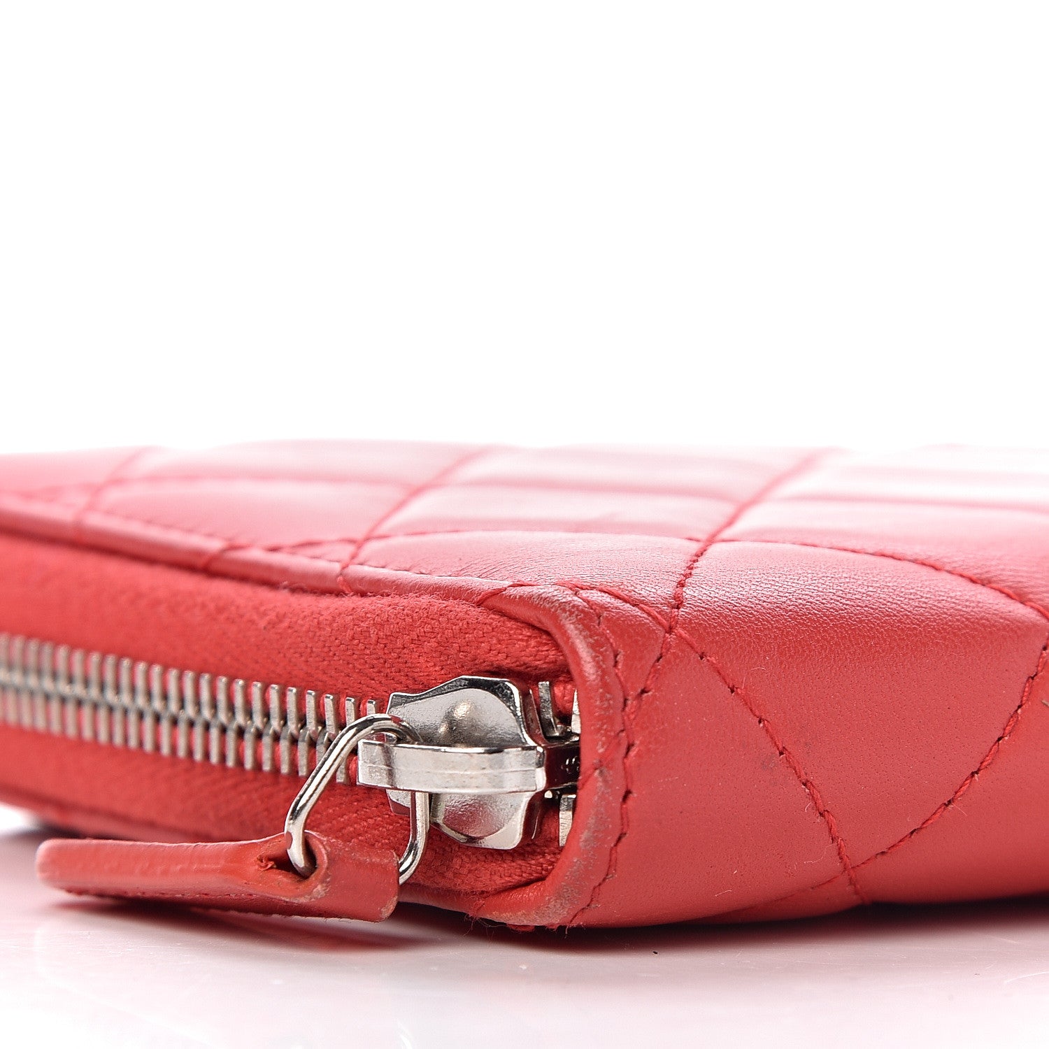 Chanel Lambskin Quilted Large Zip Around Organizer Wallet Red 6 of 14