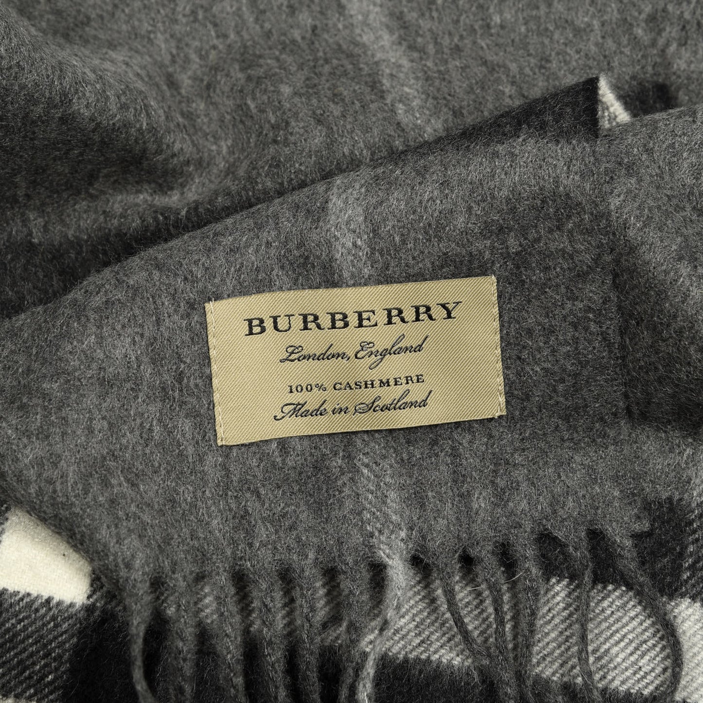 Cashmere Giant Check Scarf Mid Grey
