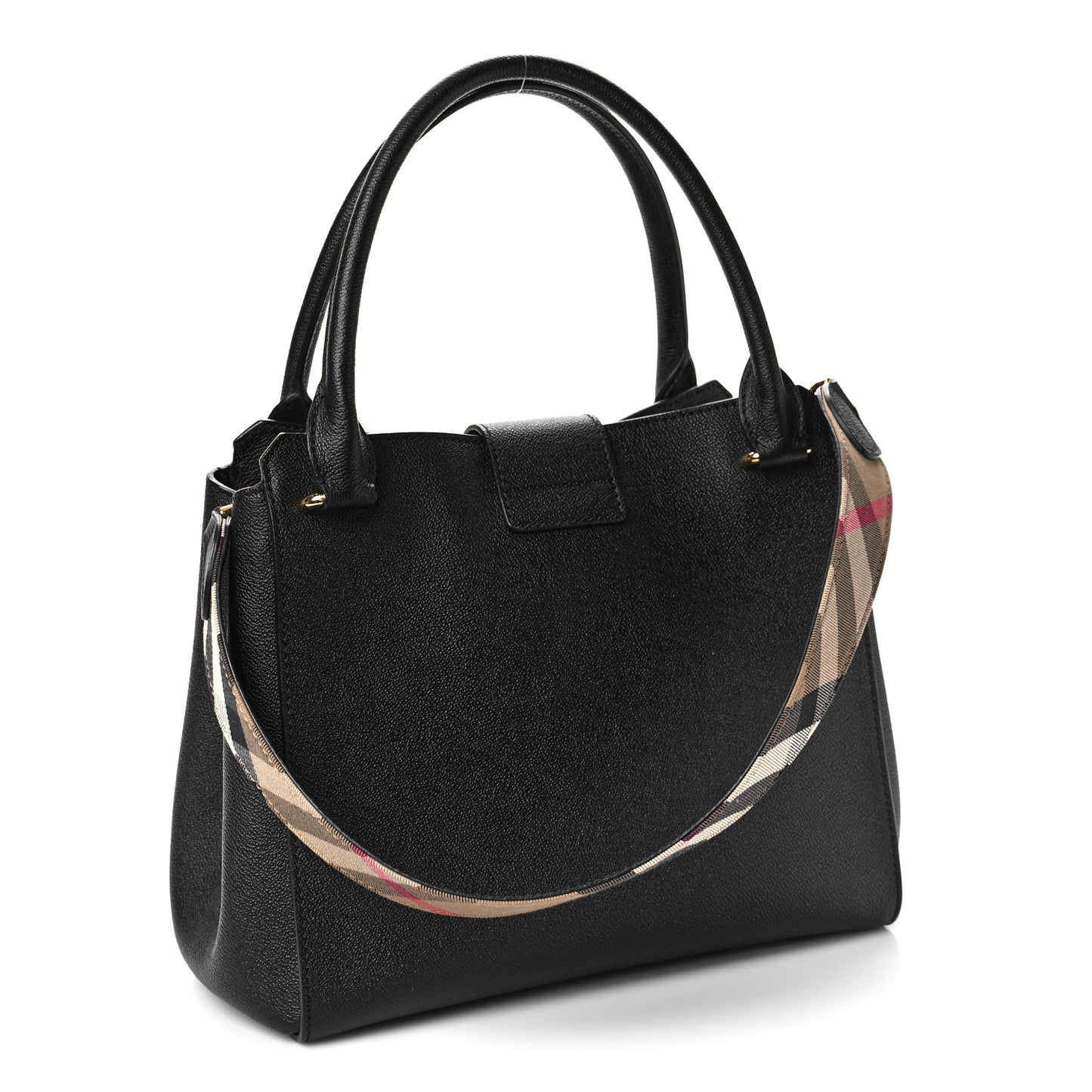 Soft Grain Calfskin Medium Buckle Tote Black