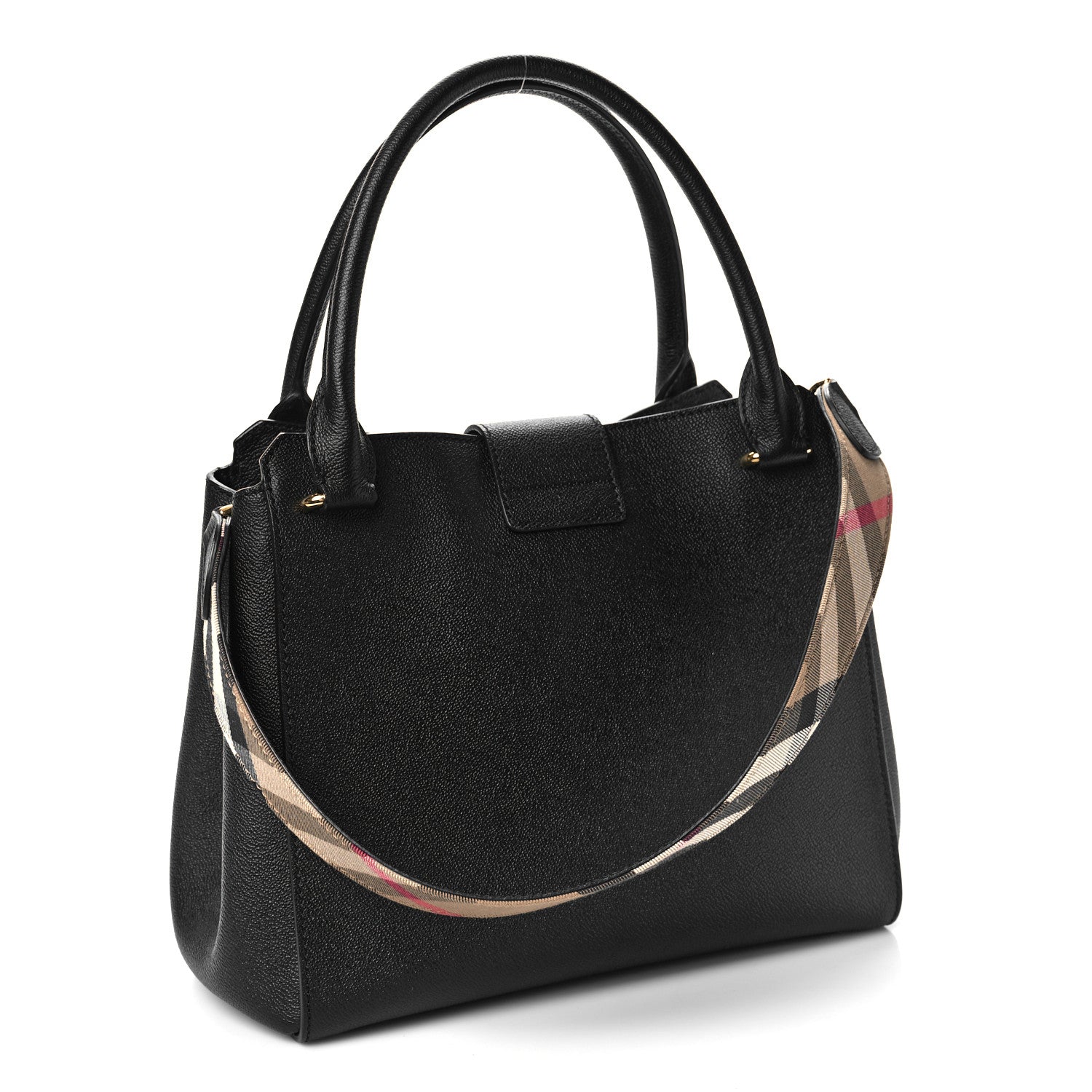 Burberry Soft Grain Calfskin Medium Buckle Tote Black 2 of 8