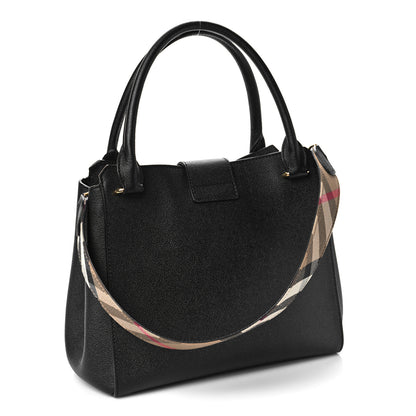 Burberry Soft Grain Calfskin Medium Buckle Tote Black 2 of 8