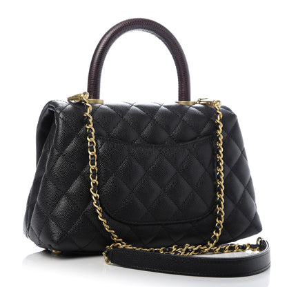 Chanel Caviar Lizard Embossed Quilted Mini Coco Handle Flap Black 2 of 9