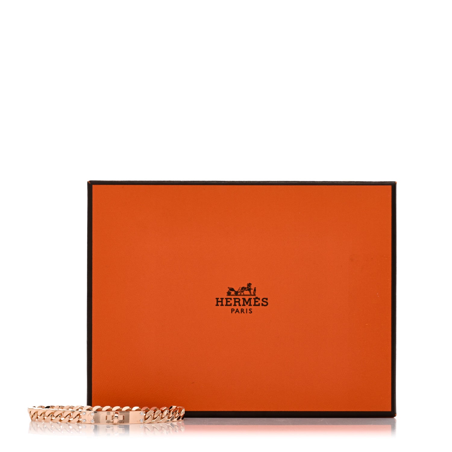 Hermes 18K Rose Gold Diamond PM Kelly Chaine Bracelet LG 4 of 4