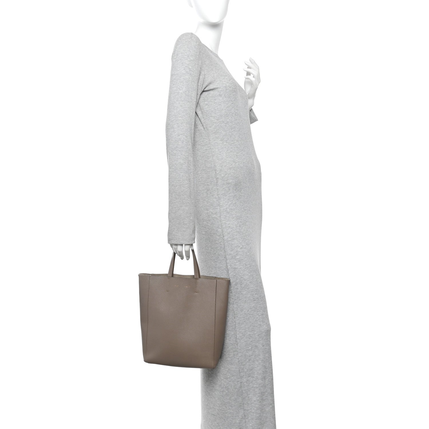 Celine Grained Calfskin Small Vertical Cabas Taupe 2 of 11
