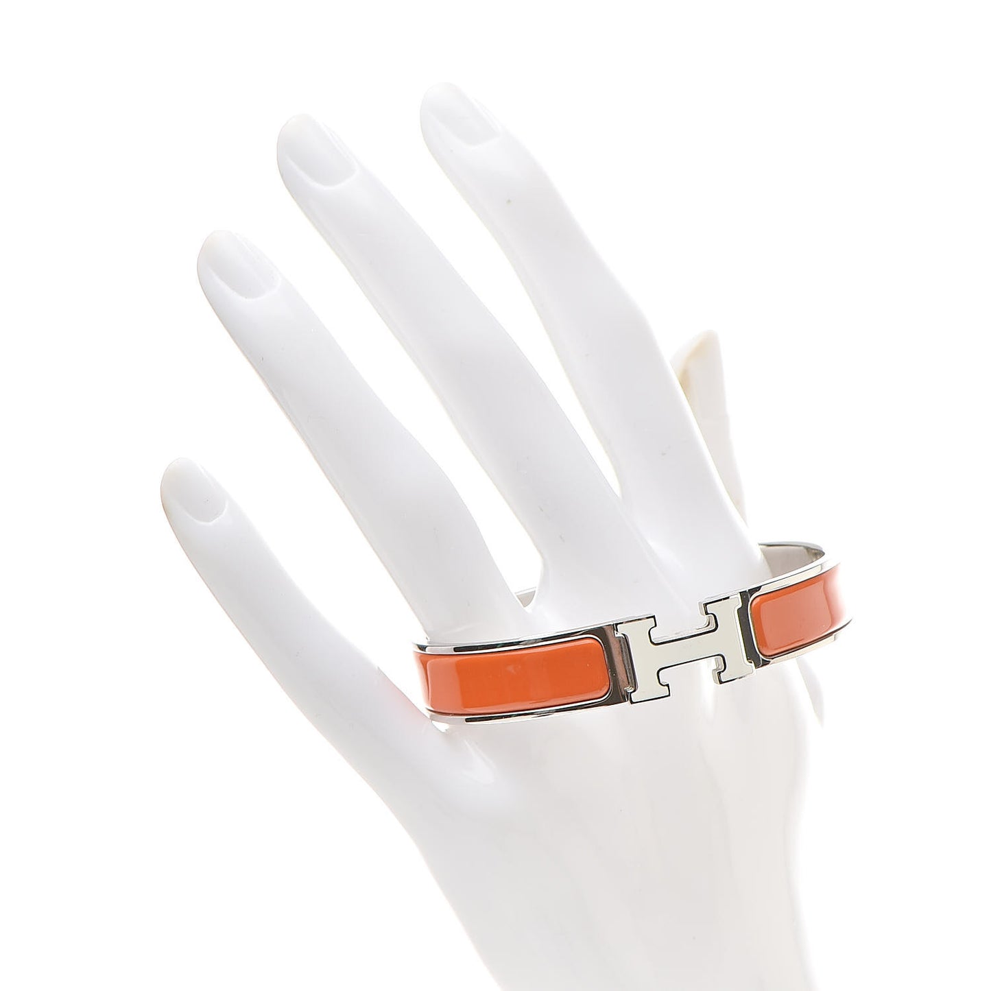 Enamel Narrow Clic Clac H Bracelet GM Orange White