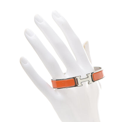 Hermes Enamel Narrow Clic Clac H Bracelet GM Orange White 2 of 5