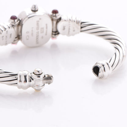 David Yurman Sterling Silver Diamond Bezel Pink Mother of Pearl Pink Tourmaline 21mm Classic Cable Quartz Watch 7 of 7