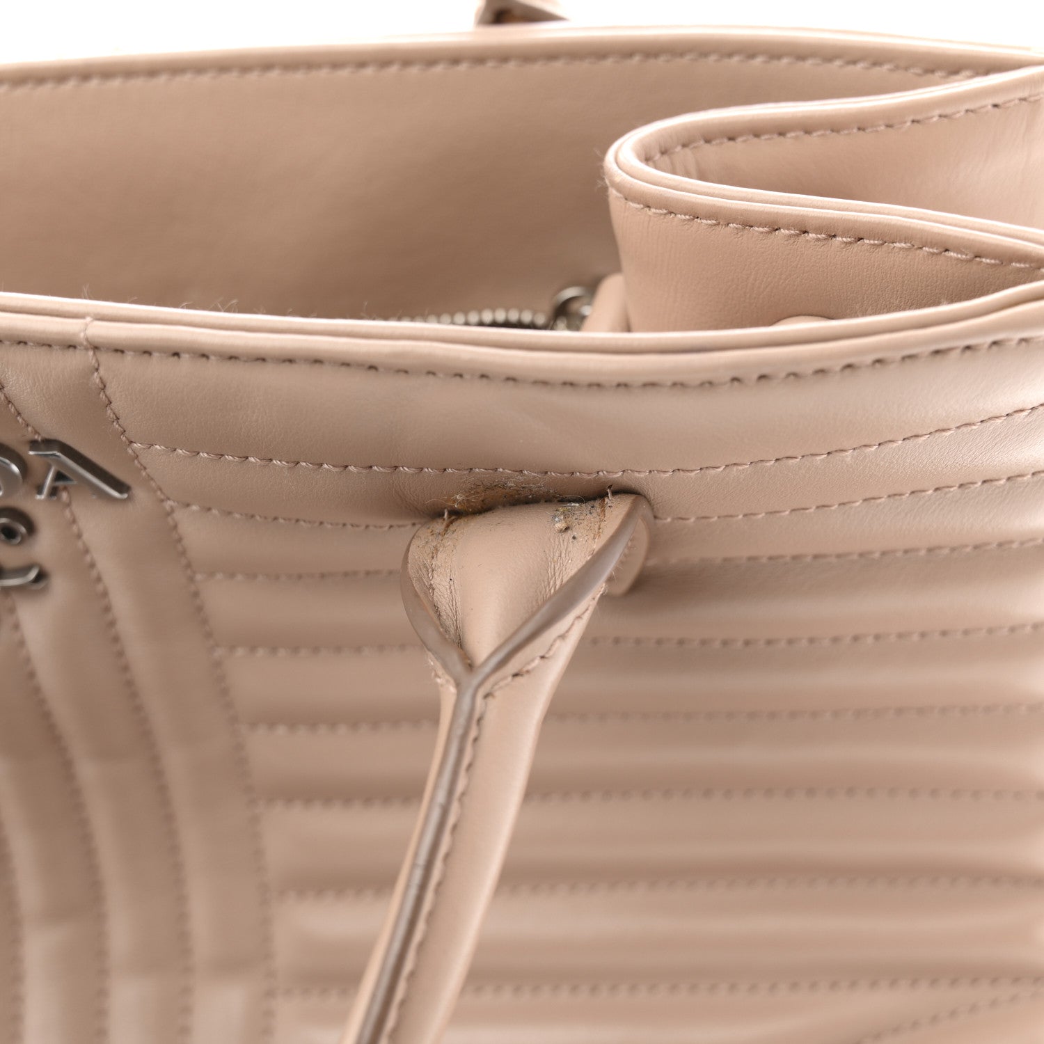 Prada Soft Calfskin Impunture Diagramme Tote Cipria 11 of 12