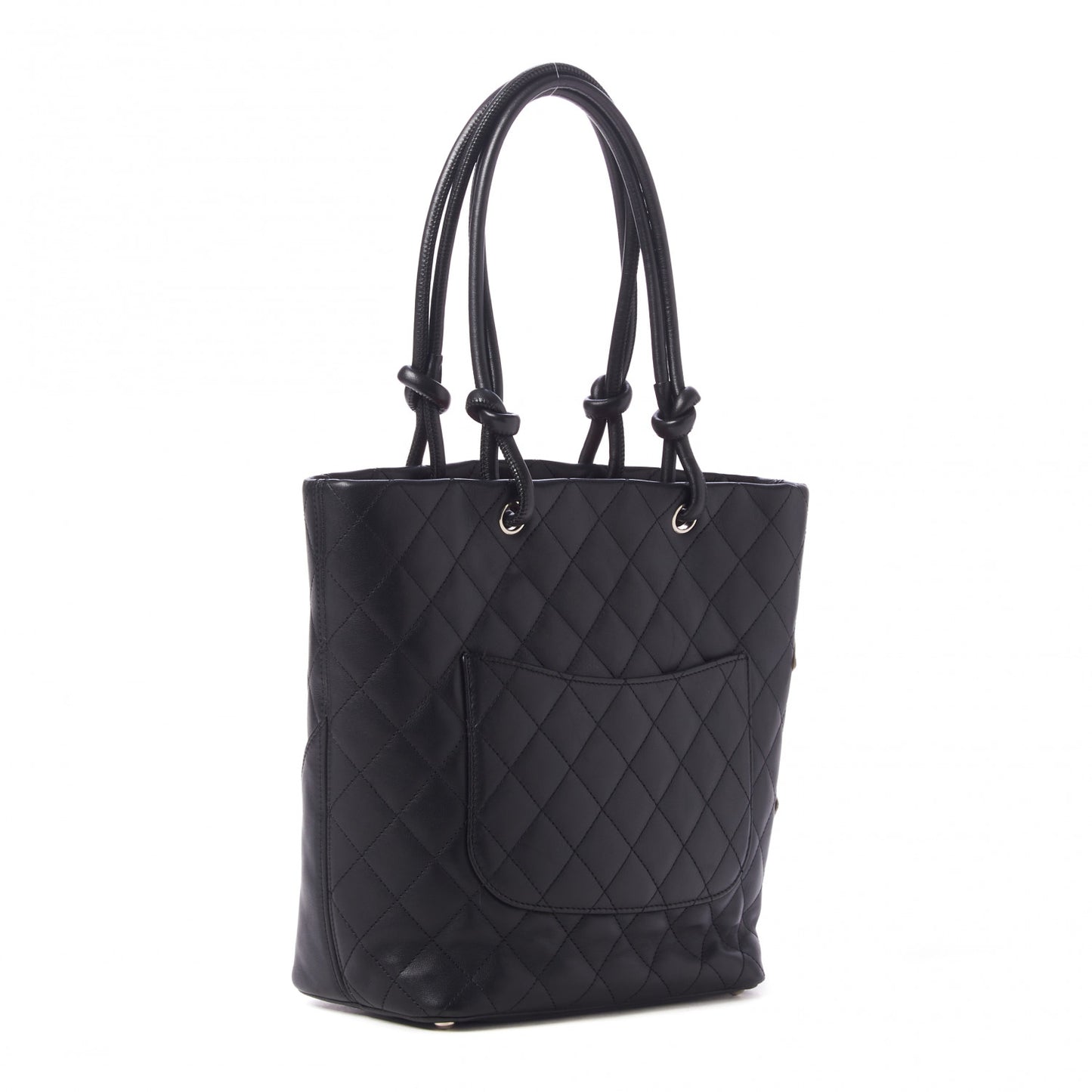 Calfskin Quilted Medium Cambon Tote Black White