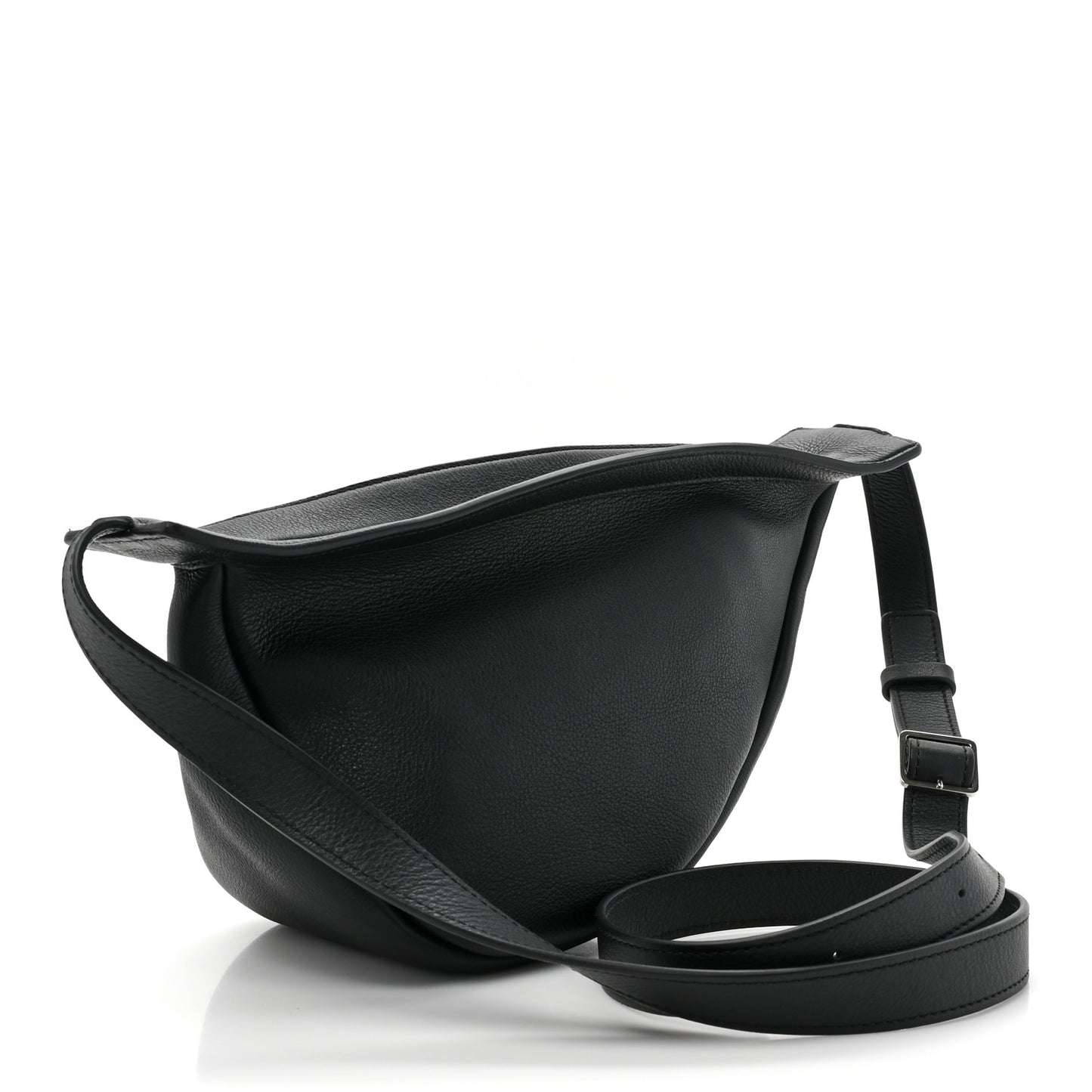 Grained Calfskin Small Slouchy Banana Bag Black