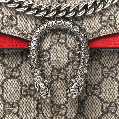 Gucci GG Supreme Monogram Suede Crystal Small Dionysus Shoulder Bag Beige Ebony Vulcanic Red 8 of 10