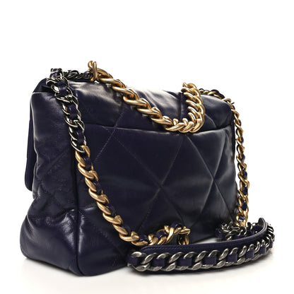 Chanel Goatskin Quilted Large Chanel 19 Flap Dark Purple 3 of 10