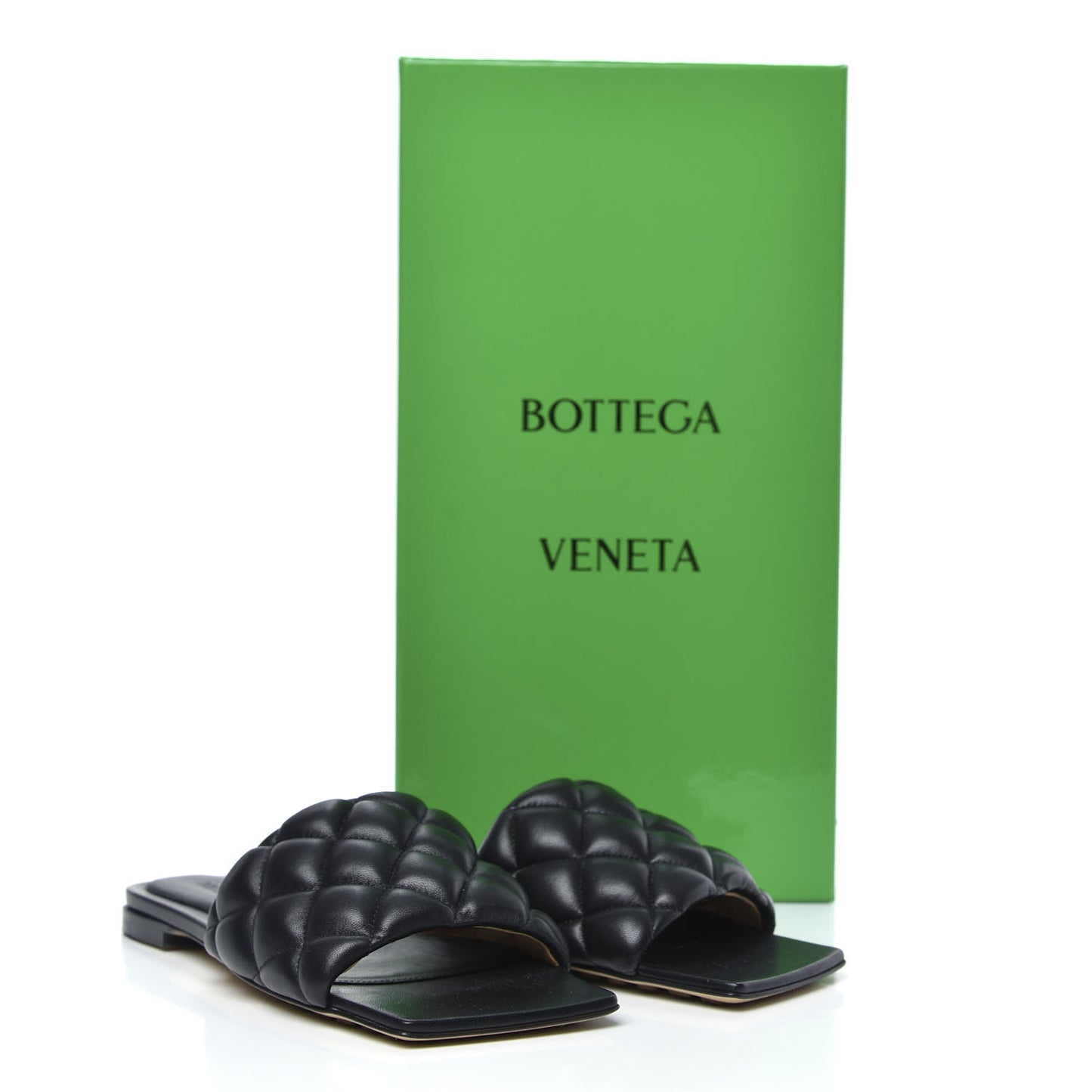Nappa Matelasse Padded Flat Sandals 35 Black