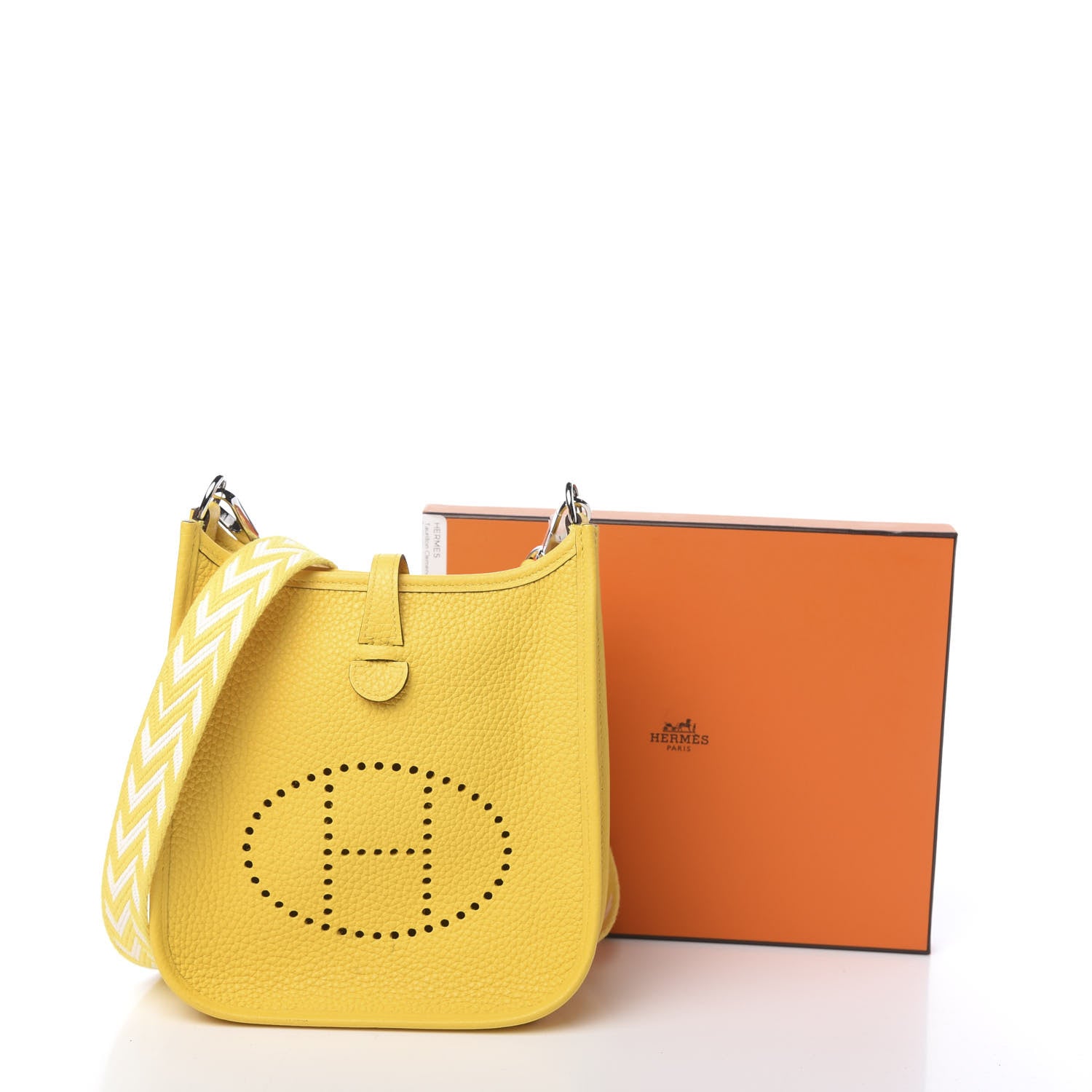 Hermes Taurillon Clemence Amazone Evelyne TPM Jaune De Naples White 12 of 12