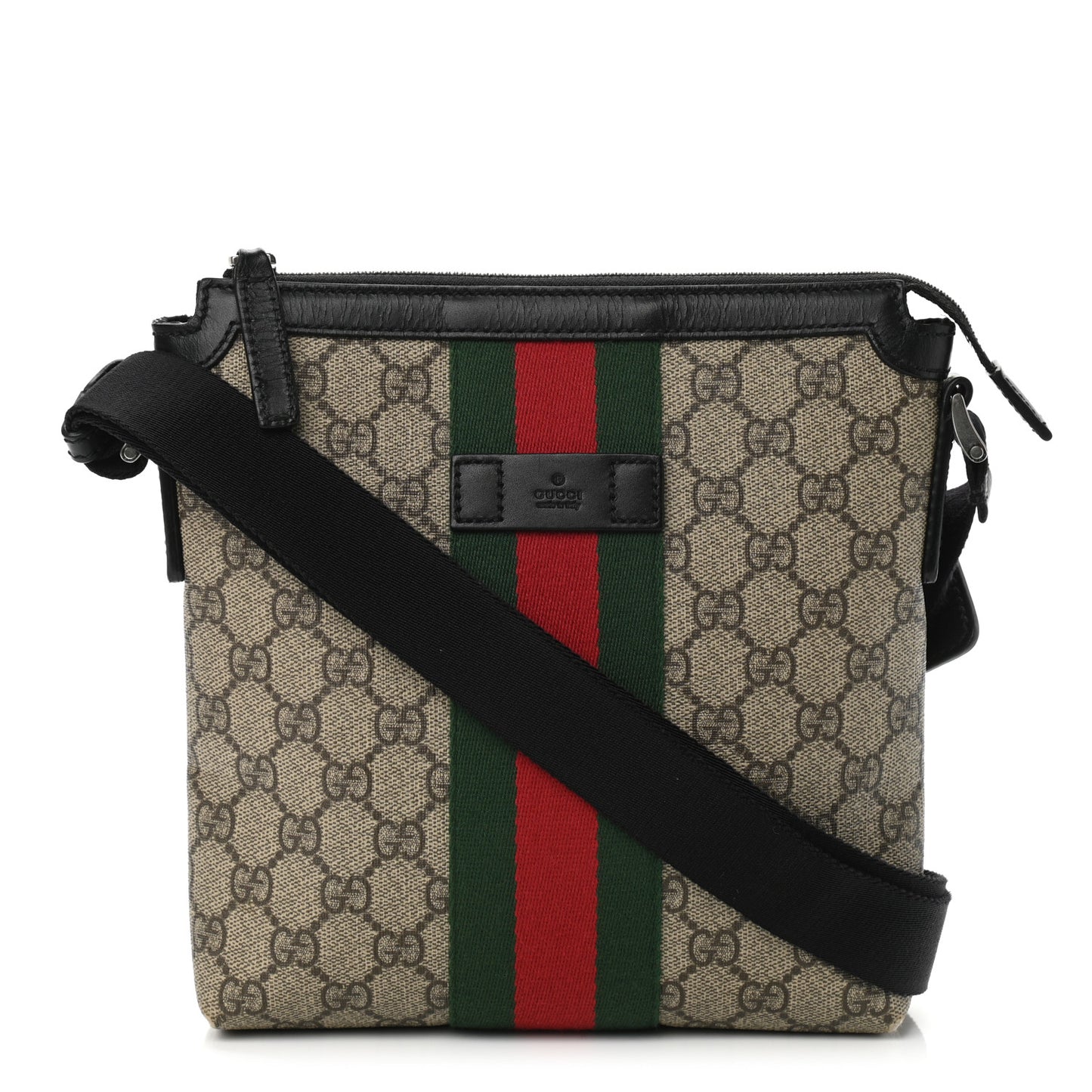 GG Supreme Monogram Web Messenger Bag Black