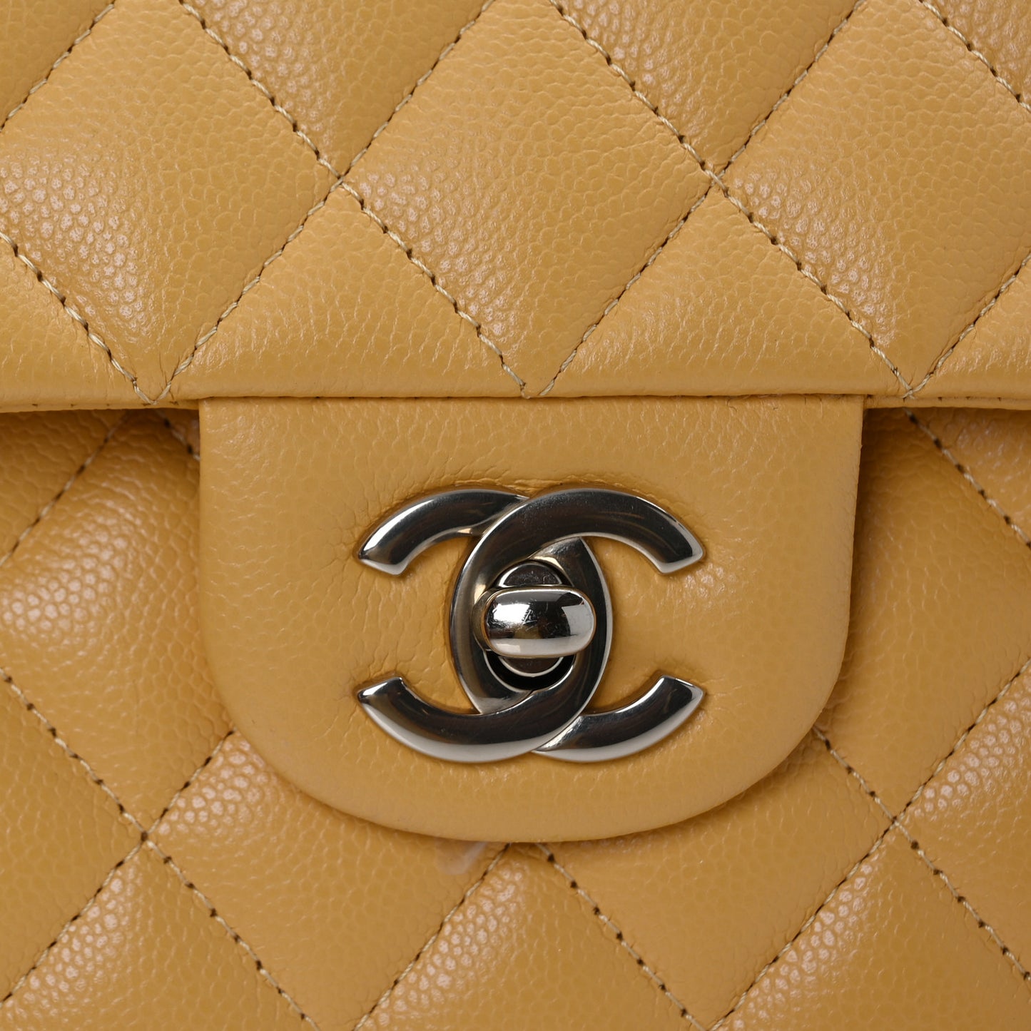 Caviar Quilted Small Double Flap Yellow