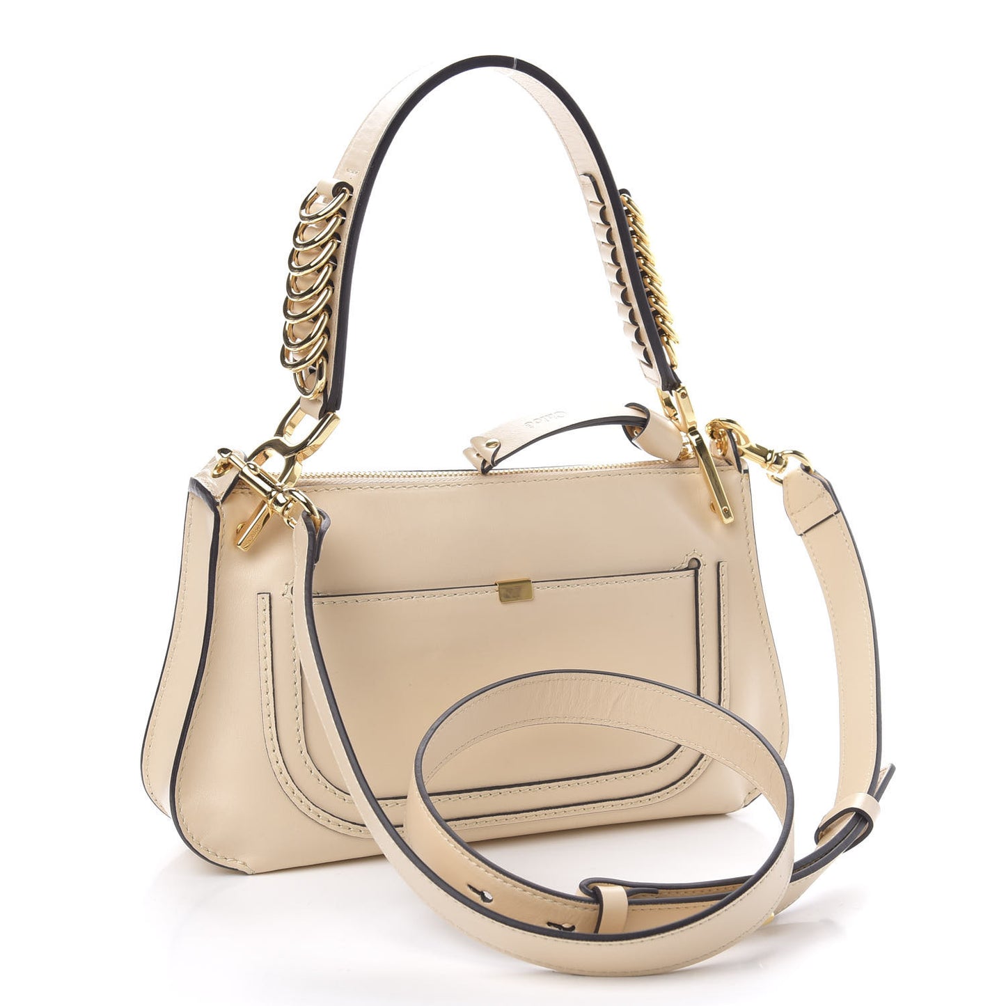 Shiny Calfskin Small Marcie Saddle Shoulder Bag Cream