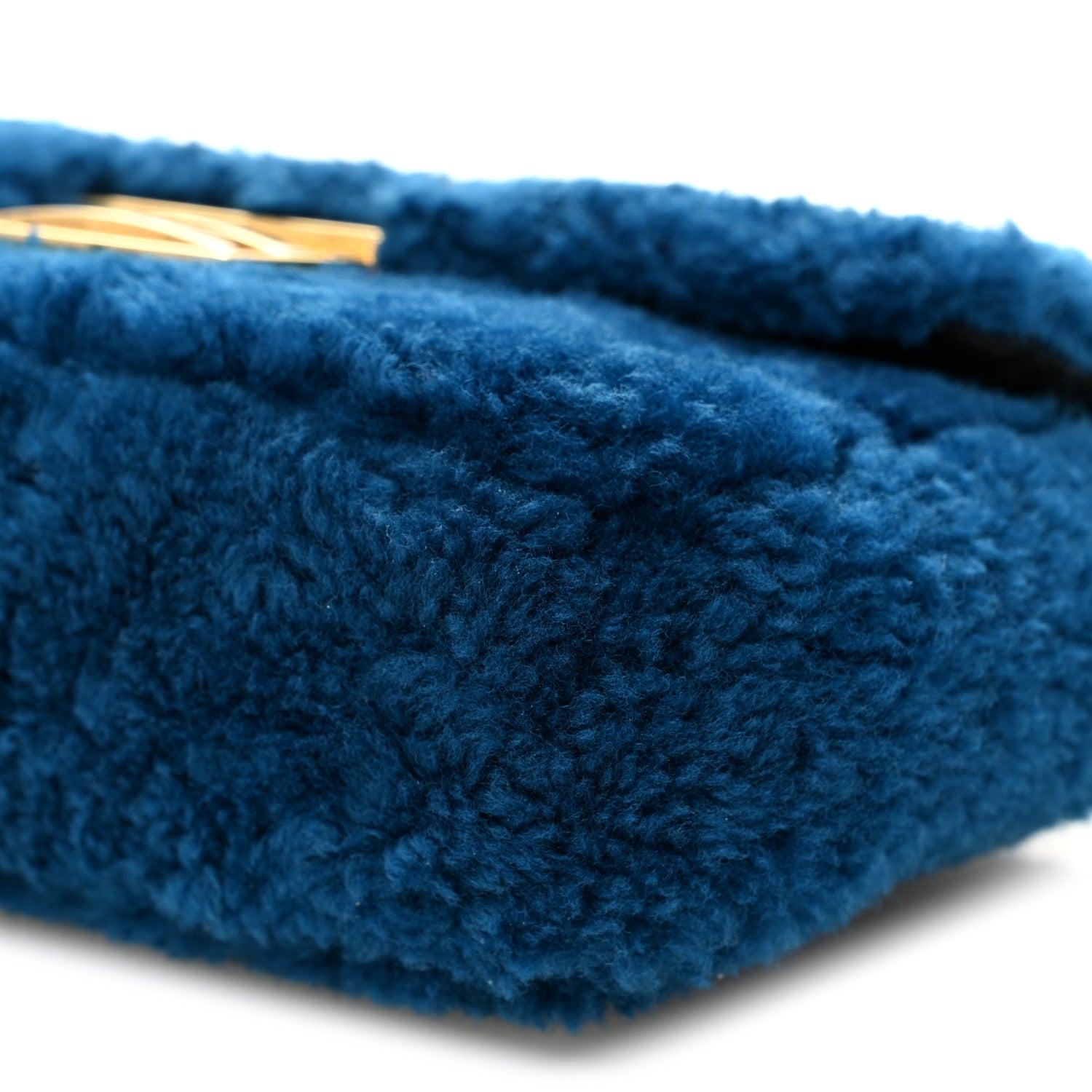 Fendi Shearling Nappa Mini Be Baguette Shoulder Bag Blue Black 11 of 12
