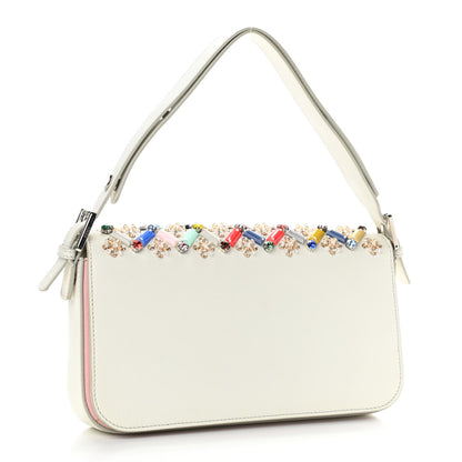 Fendi Vitello Dolce Crystal 3Baguette Shoulder Bag White Multicolor 3 of 11