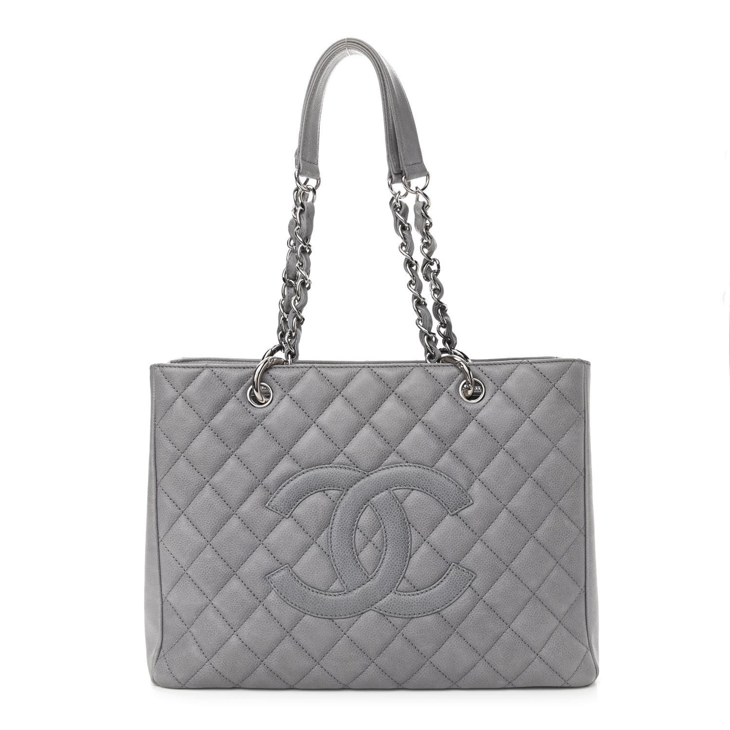 Caviar Quilted Grand Shopping Tote GST Light Grey