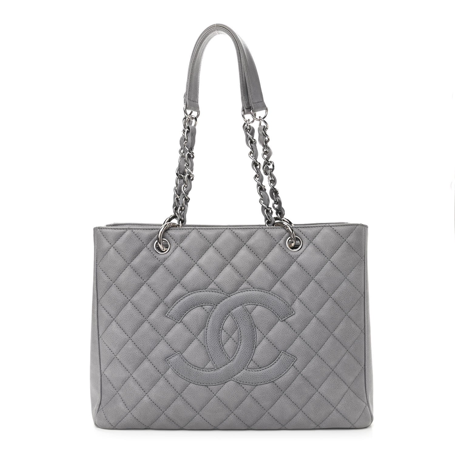 Chanel Caviar Quilted Grand Shopping Tote GST Light Grey 1 of 12