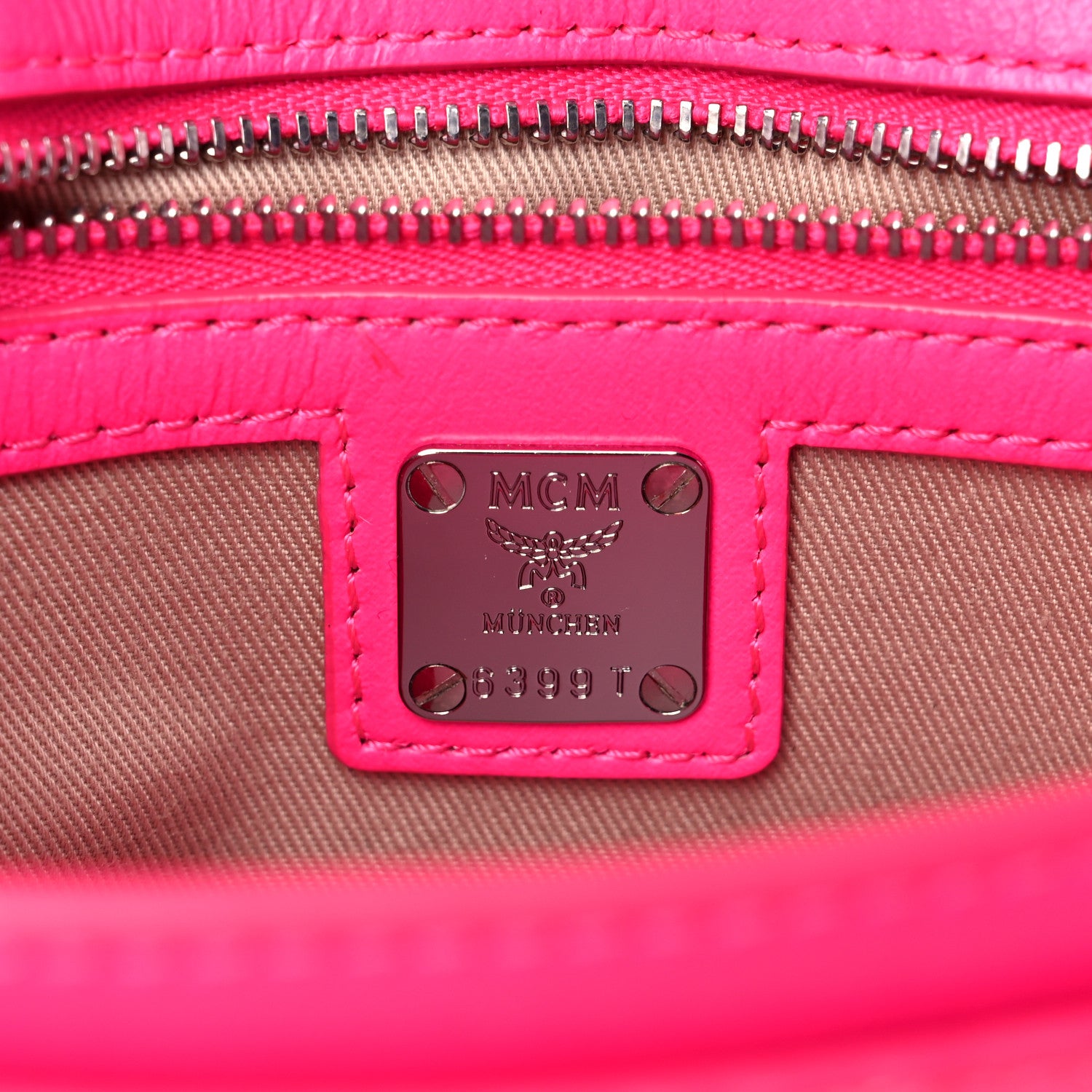 MCM Visetos Monogram Medium Millie Crossbody Bag Neon Pink 5 of 10