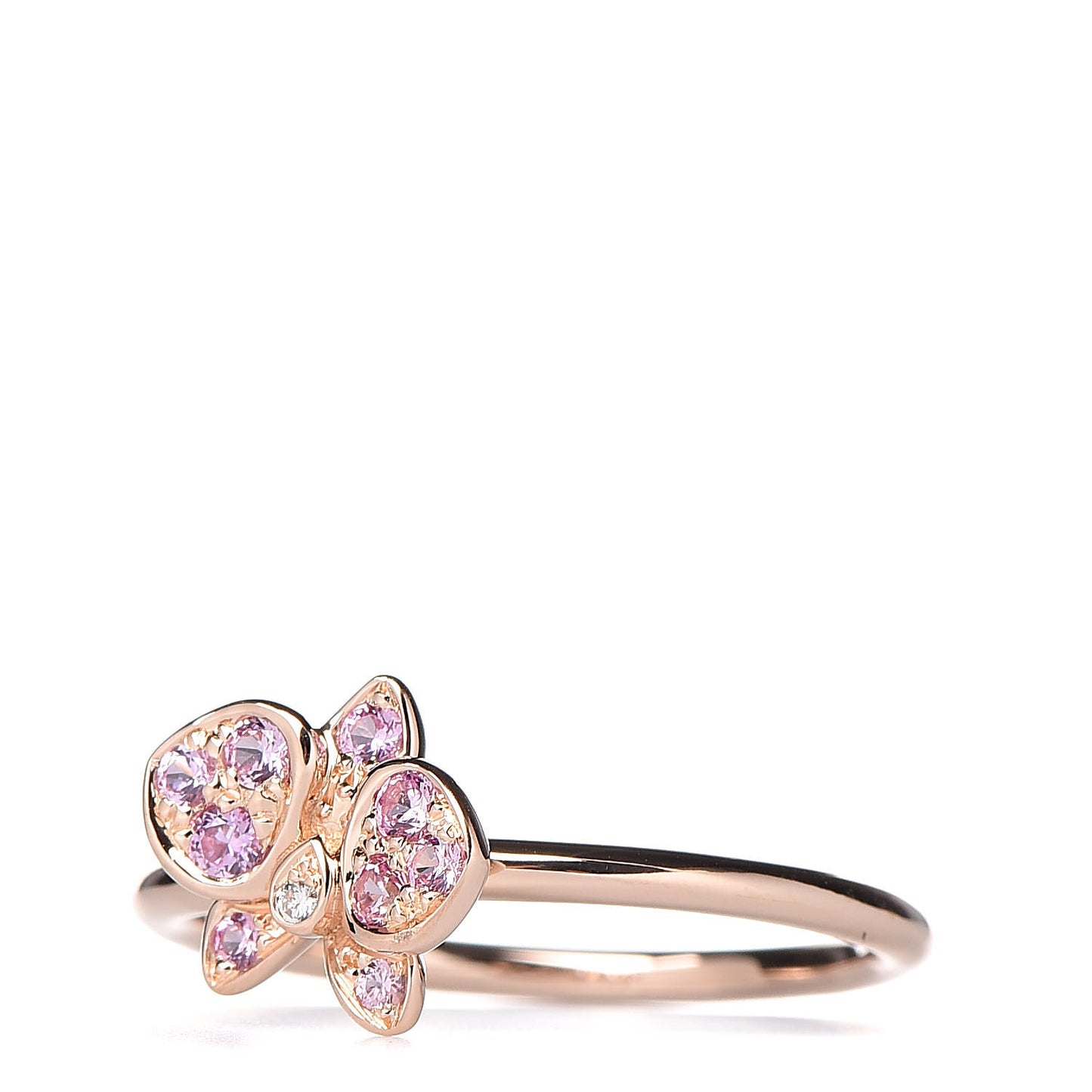 18K Pink Gold Diamond Pink Sapphire Caresse D'Orchidees Par Ring 51 5.75