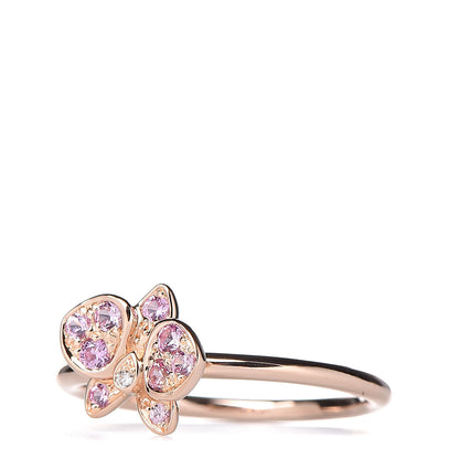 Cartier 18K Pink Gold Diamond Pink Sapphire Caresse D'Orchidees Par Ring 51 5.75 3 of 5