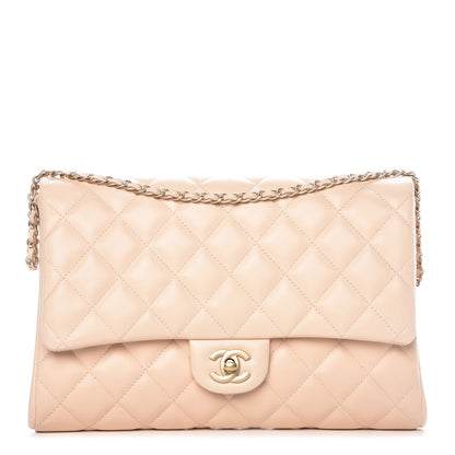 Chanel Lambskin Quilted Clutch With Chain Flap Beige Clair 1 of 9
