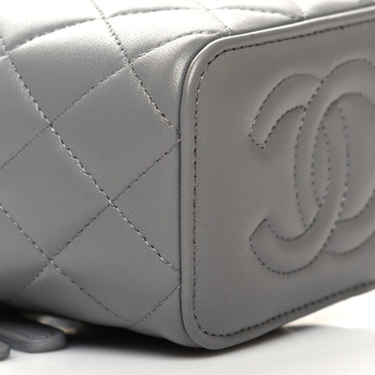 Chanel Lambskin Quilted Metal Mini Top Handle Vanity Case With Chain Grey 10 of 12