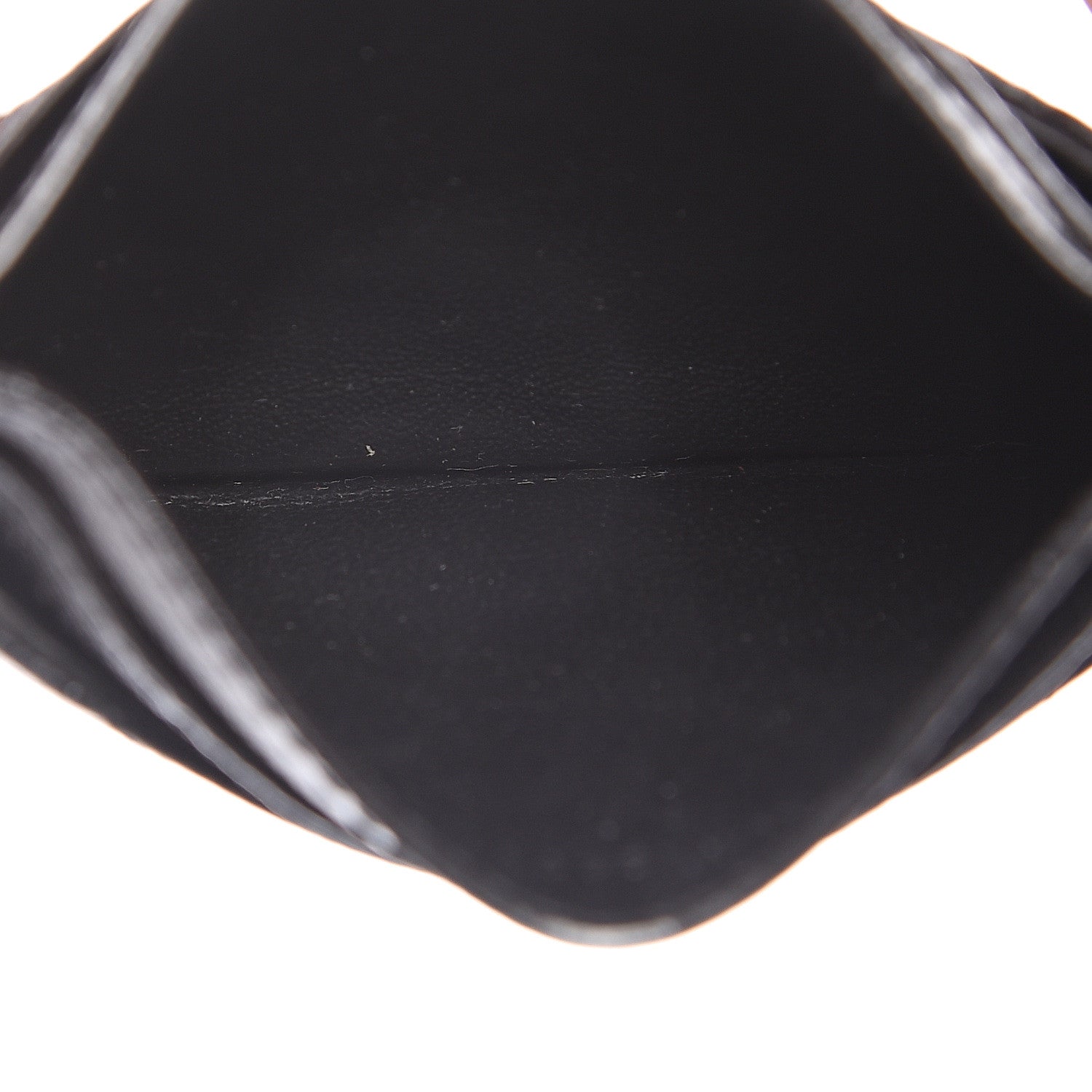 Saint Laurent Grain De Poudre Matelasse Chevron Monogram Credit Card Case Black 4 of 6