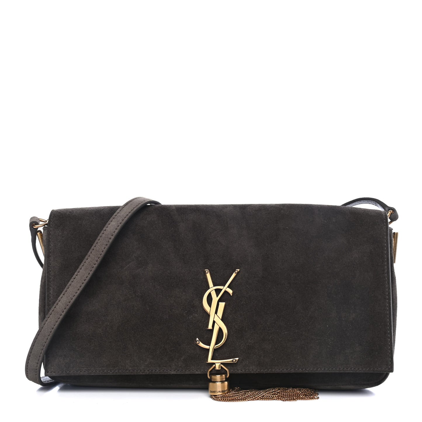 Suede Monogram Tassel Kate 99 Pebble