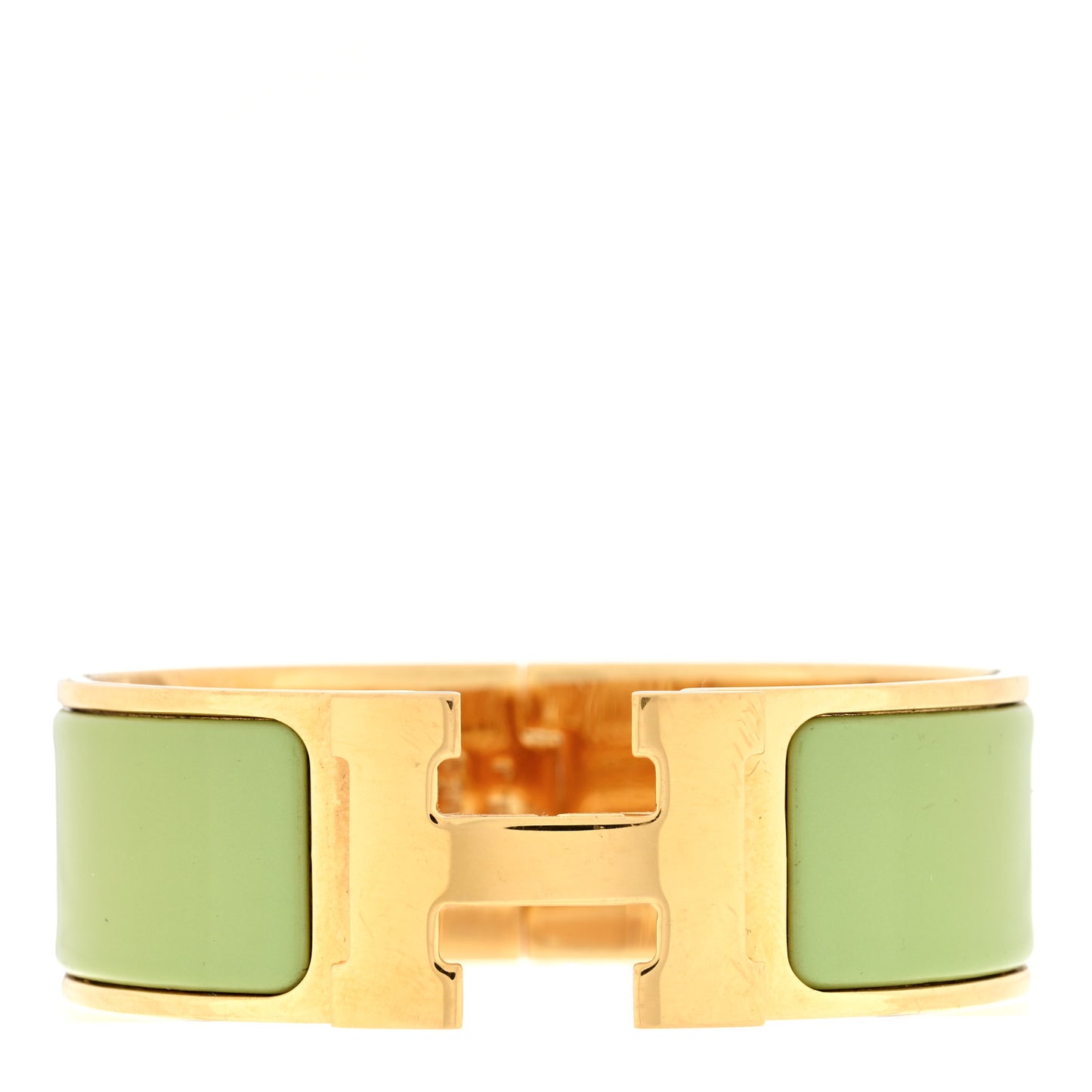 Enamel Wide Clic Clac H Bracelet PM Vert Praire