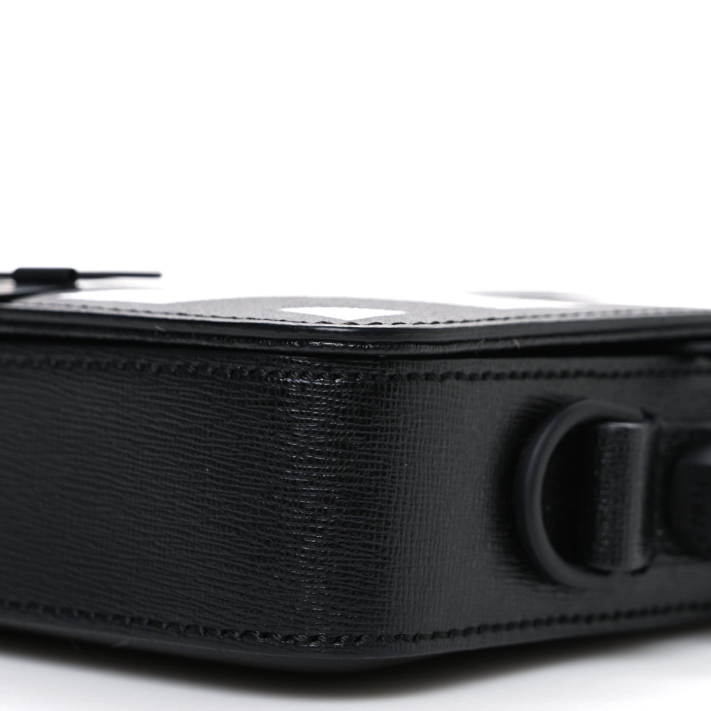Saffiano Striped Mini Diag Binder Clip Bag Black White