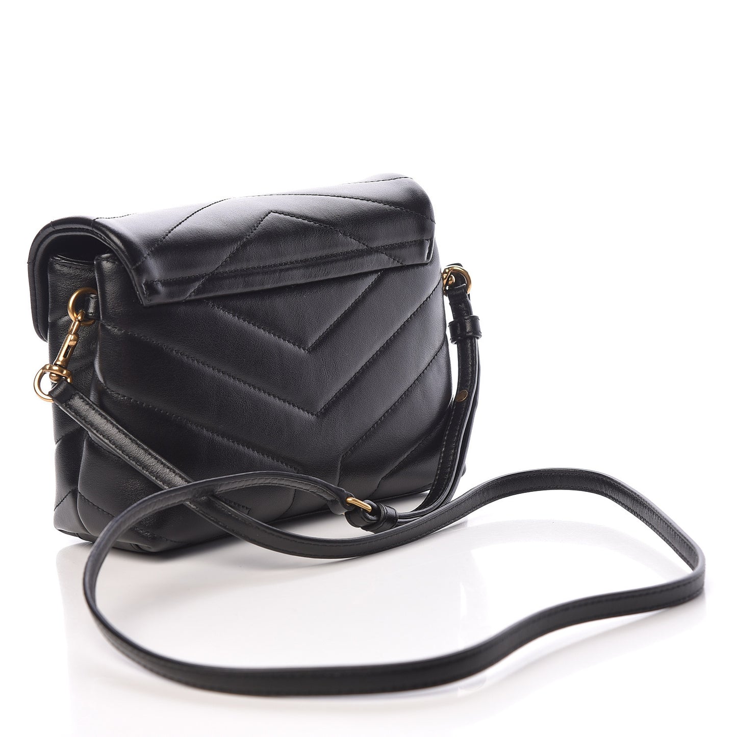 Calfskin Y Quilted Monogram Toy Loulou Crossbody Bag Black
