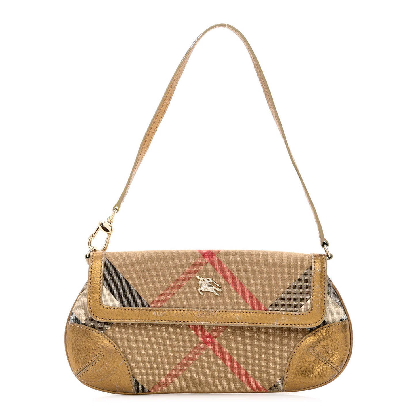 Metallic Calfskin Shoulder Bag Gold