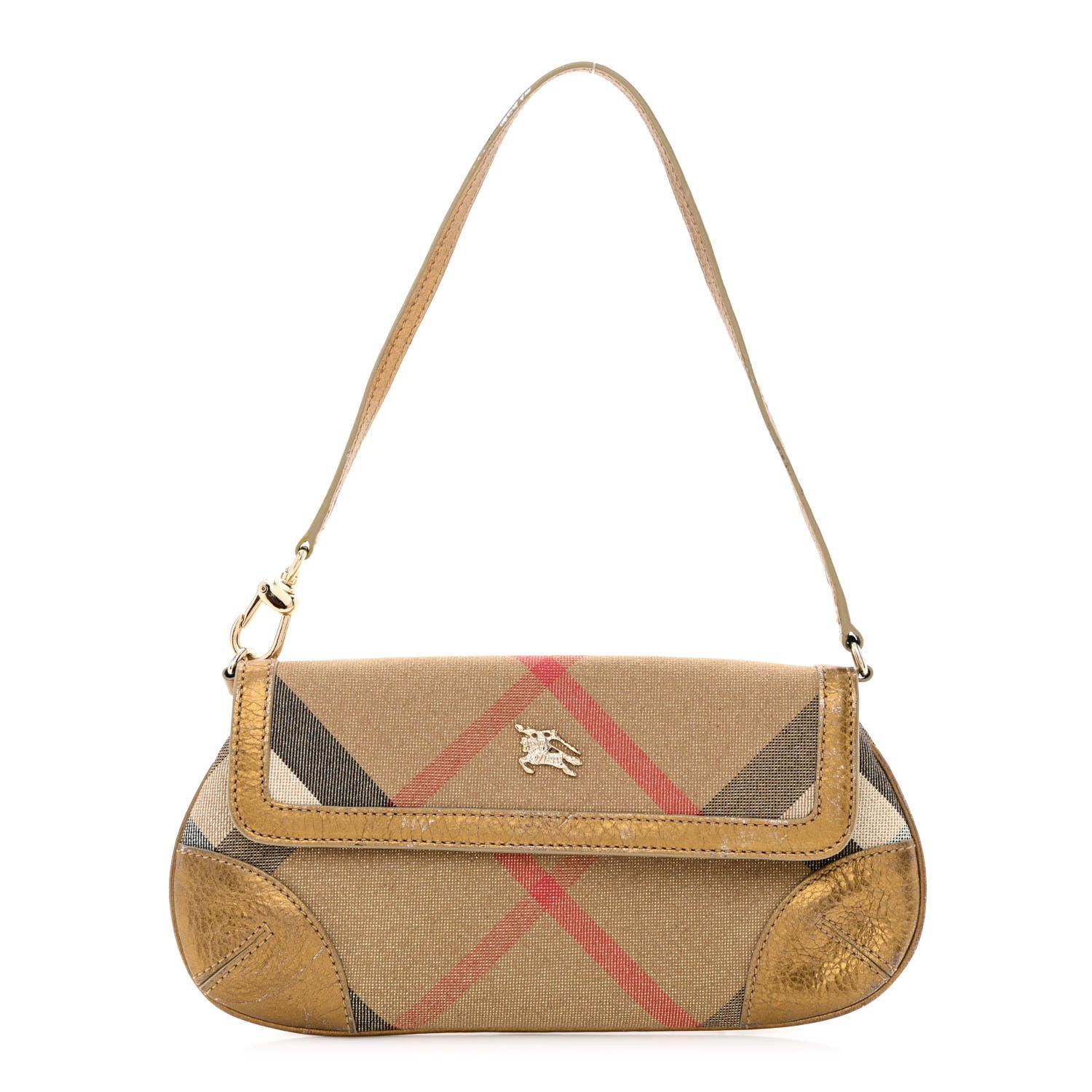 Burberry Metallic Calfskin Shoulder Bag Gold 1 of 12