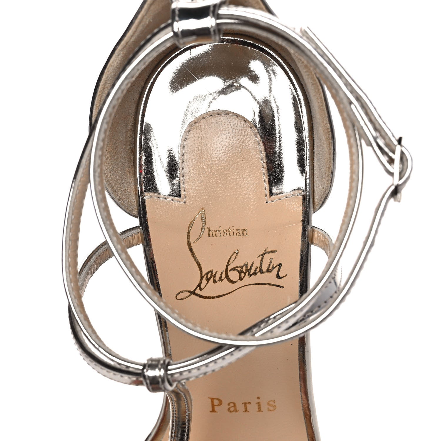 Christian Louboutin Specchio Blakissima 85 T-Strap Sandals 36 Platine 7 of 8