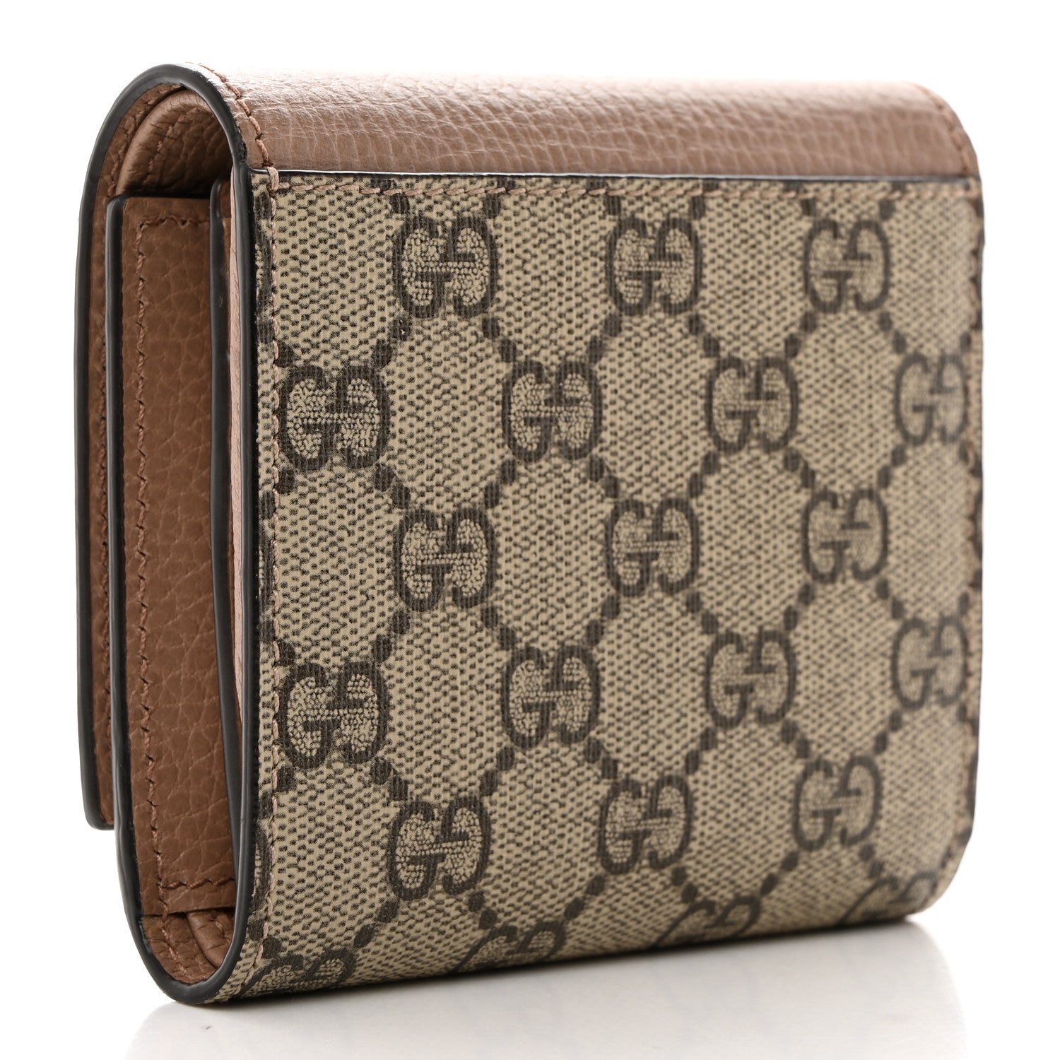 Gucci Dollar Calfskin GG Supreme Monogram Medium GG Marmont Card Case Porcelain Rose Beige Ebony 3 of 6
