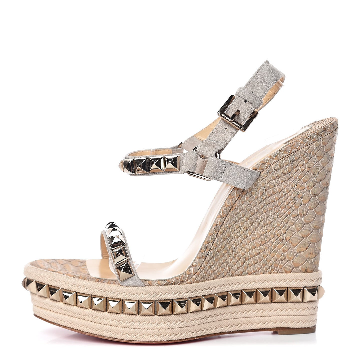 Veau Velours Cork Embossed Cataclou 140 Wedge Sandals 41 Colombe