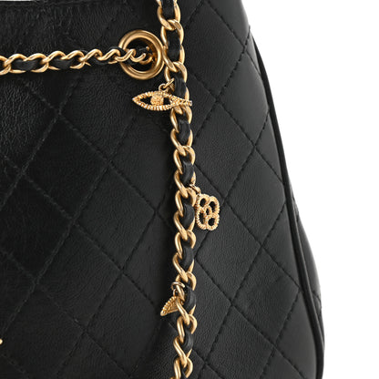 Chanel Calfskin Stitched Small Egyptian Amulet Drawstring Bag Black 9 of 9