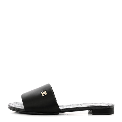 Chanel Satin Mule Sandals 41 Black 1 of 9