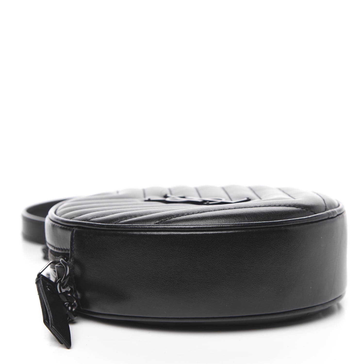 Saint Laurent Calfskin Matelasse Chevron Round Vinyle Camera Bag Black 4 of 10