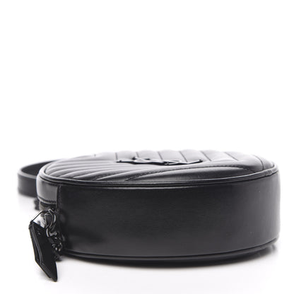 Saint Laurent Calfskin Matelasse Chevron Round Vinyle Camera Bag Black 4 of 10