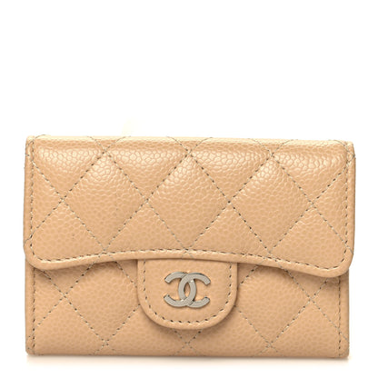 Chanel Caviar Quilted Flap Card Holder Wallet Beige 1 of 9