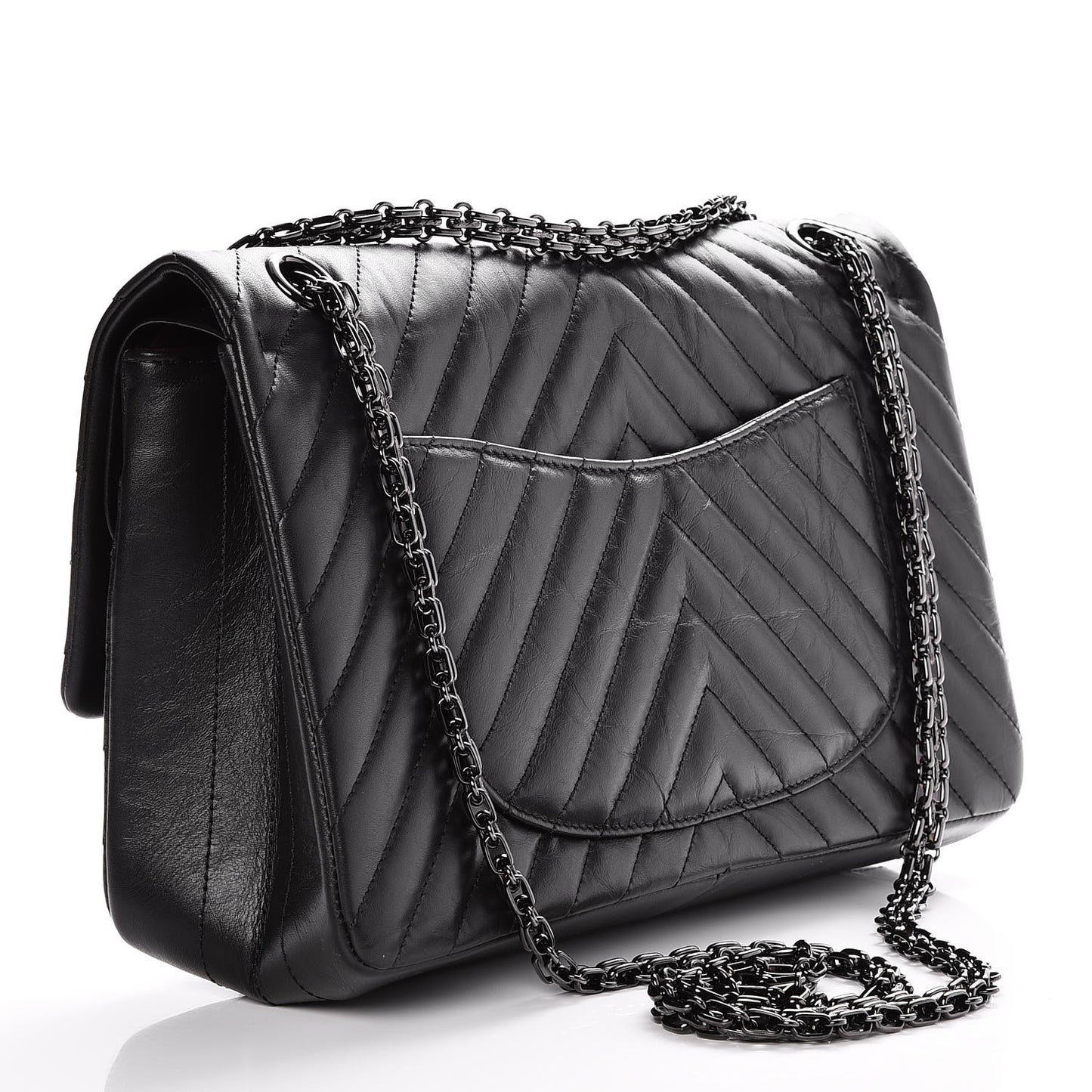 Aged Calfskin Chevron Quilted 2.55 Reissue 226 So Black