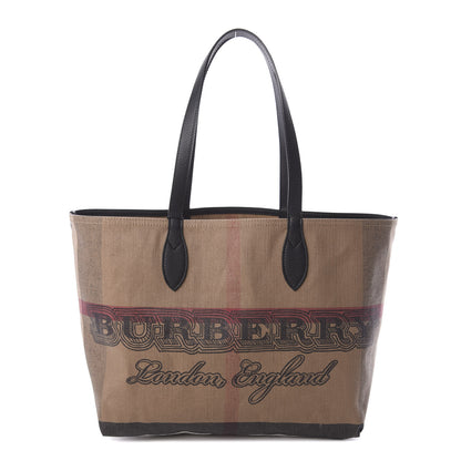 Burberry Coated Canvas Mega Check Medium Doodle Tote Black 1 of 8