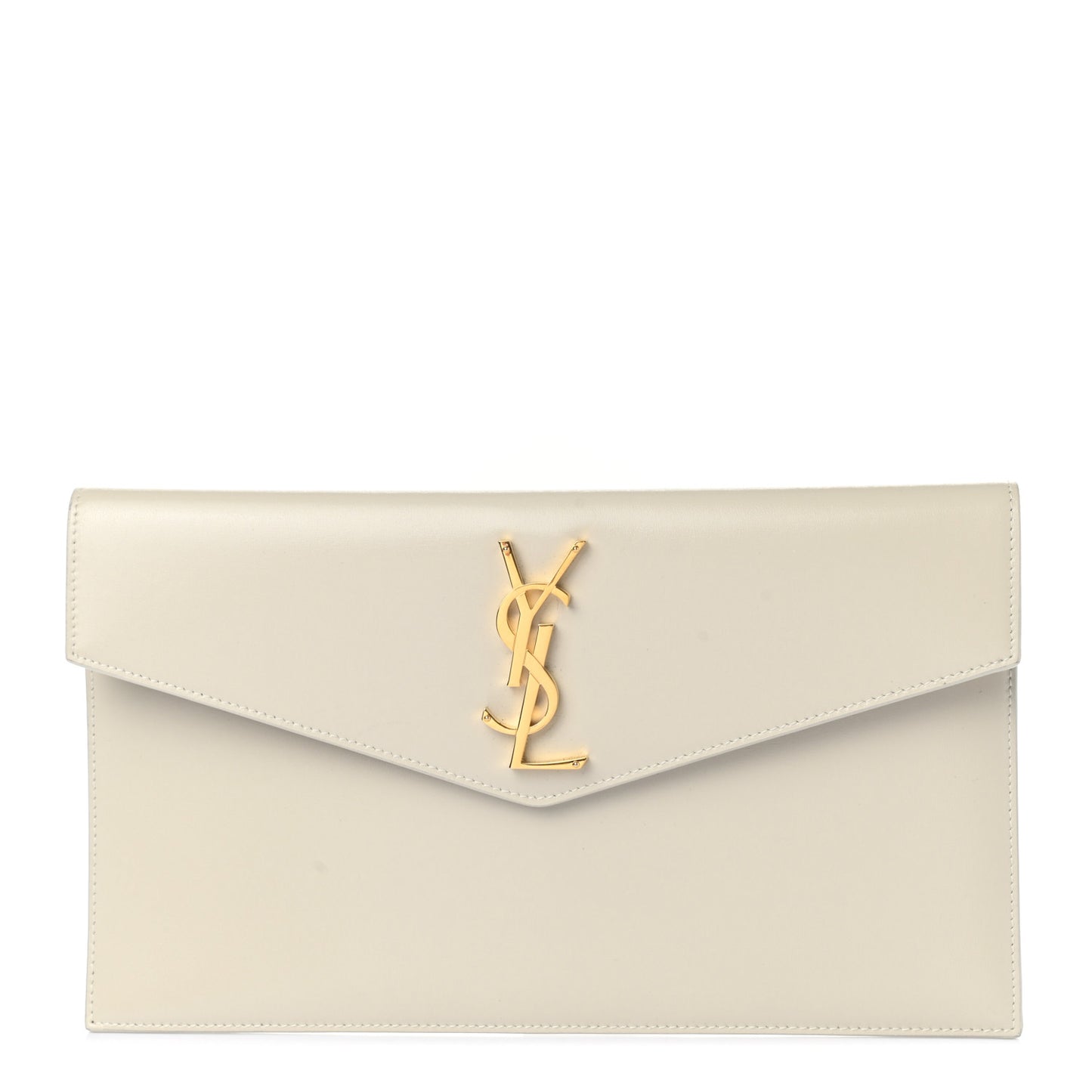 Smooth Shiny Calfskin Uptown Pouch Crema Soft